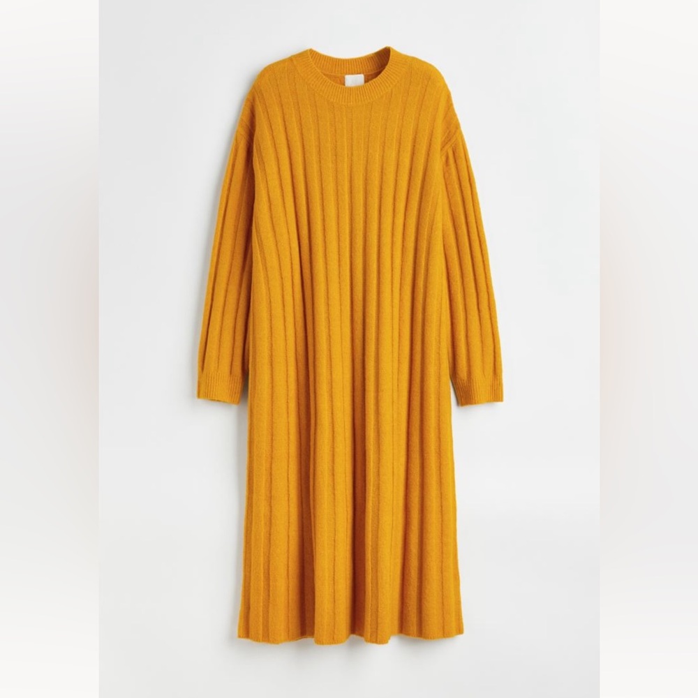 H&M Rib-knit Dress in Yellow